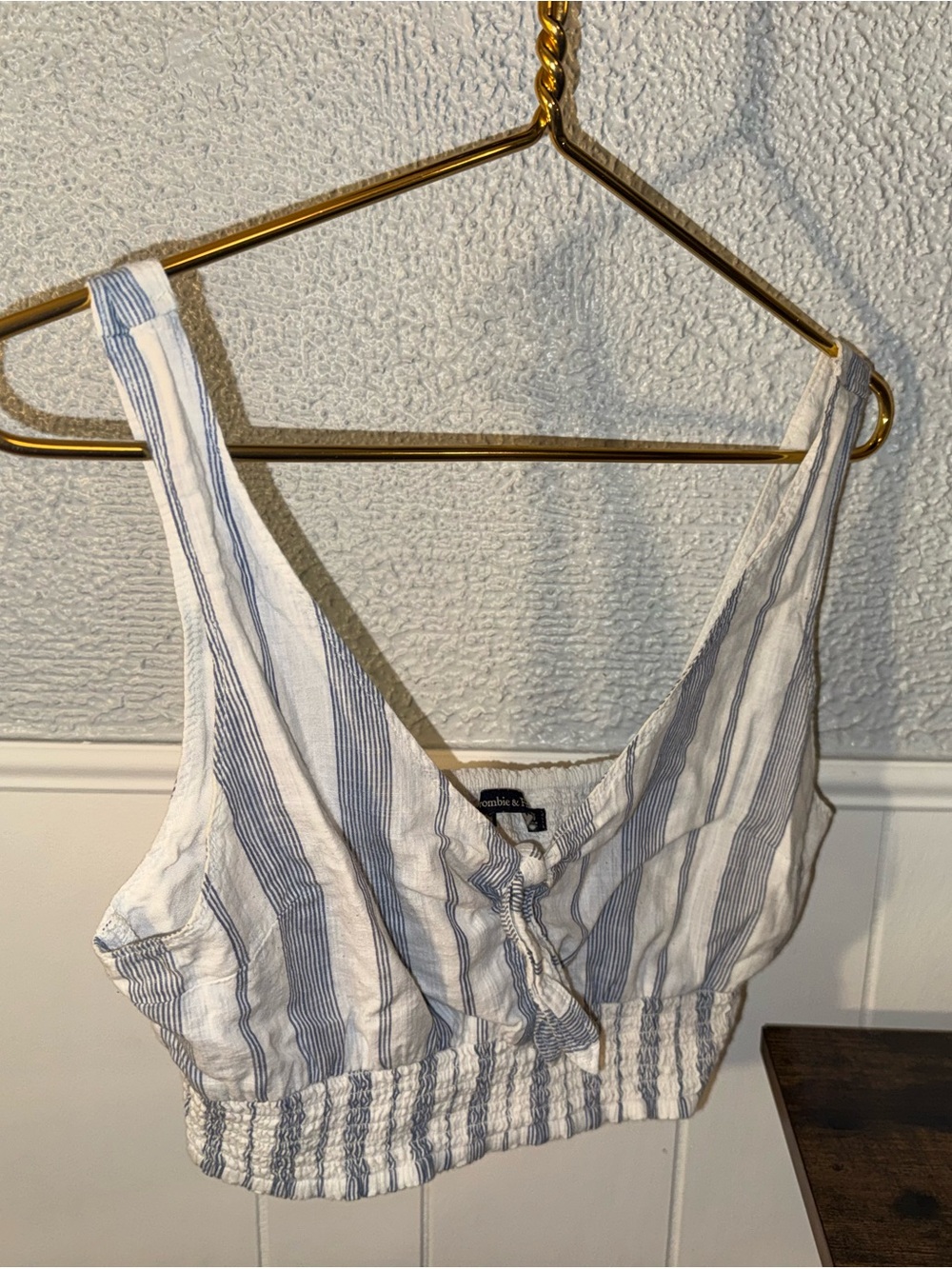 Abercrombie & Fitch White and Blue Striped Tank Top